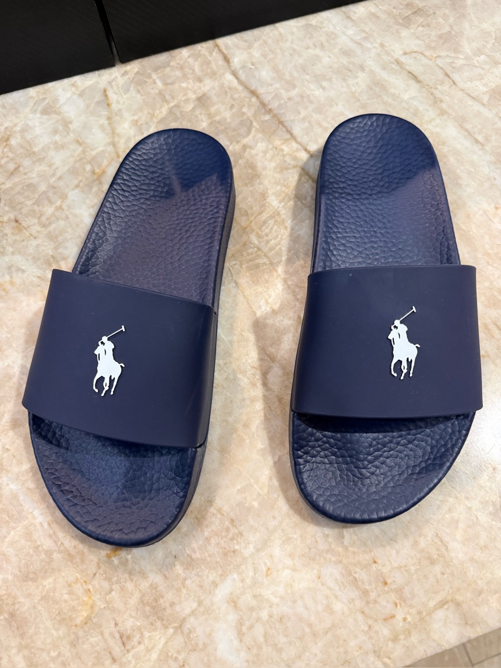 Signature Pony Men Slide by Ralph Lauren - Navy Blue and White
